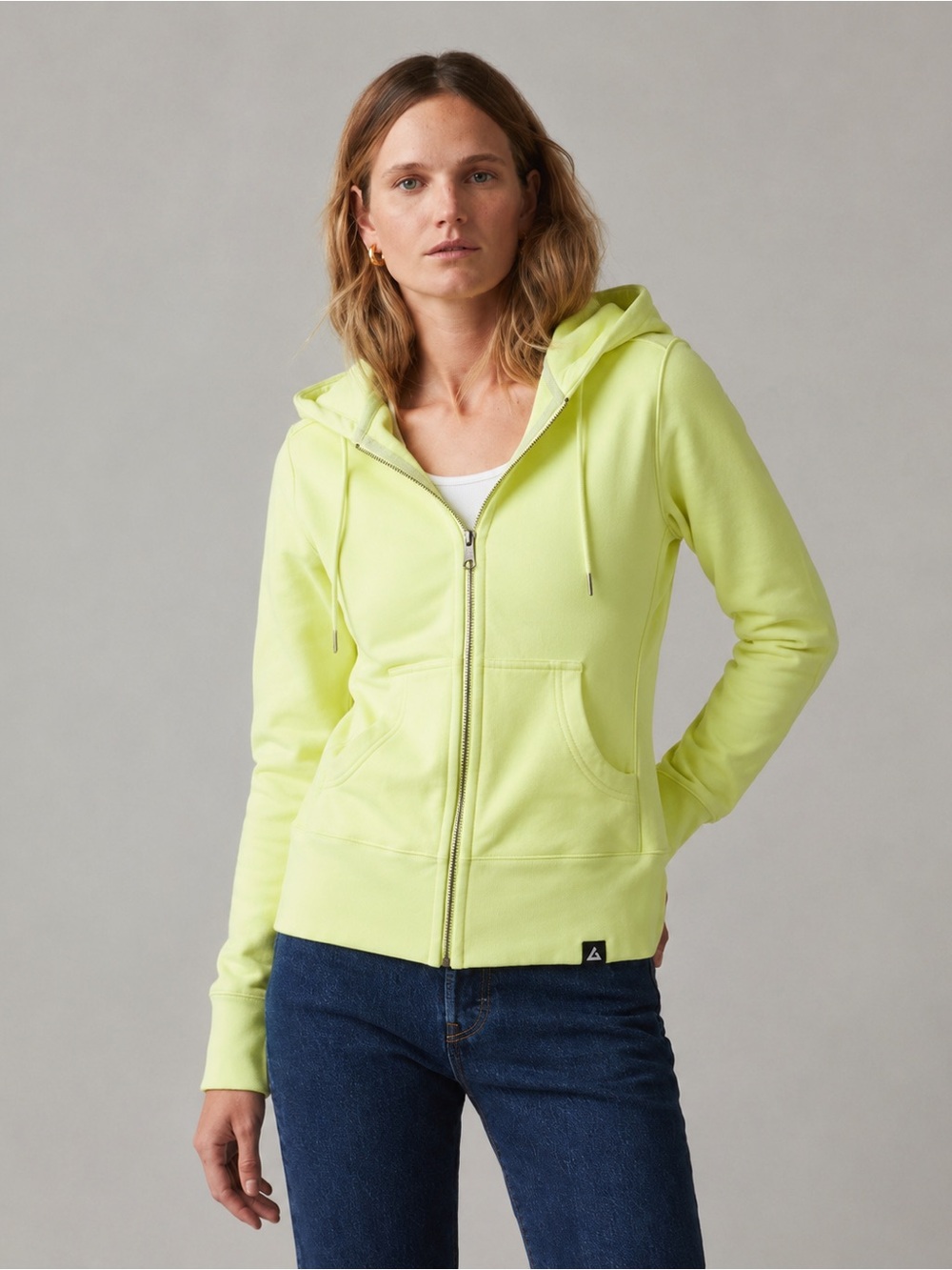 NWOT American Giant Women’s Classic Full Zip Hoodie Electric Neon Yellow Lime S